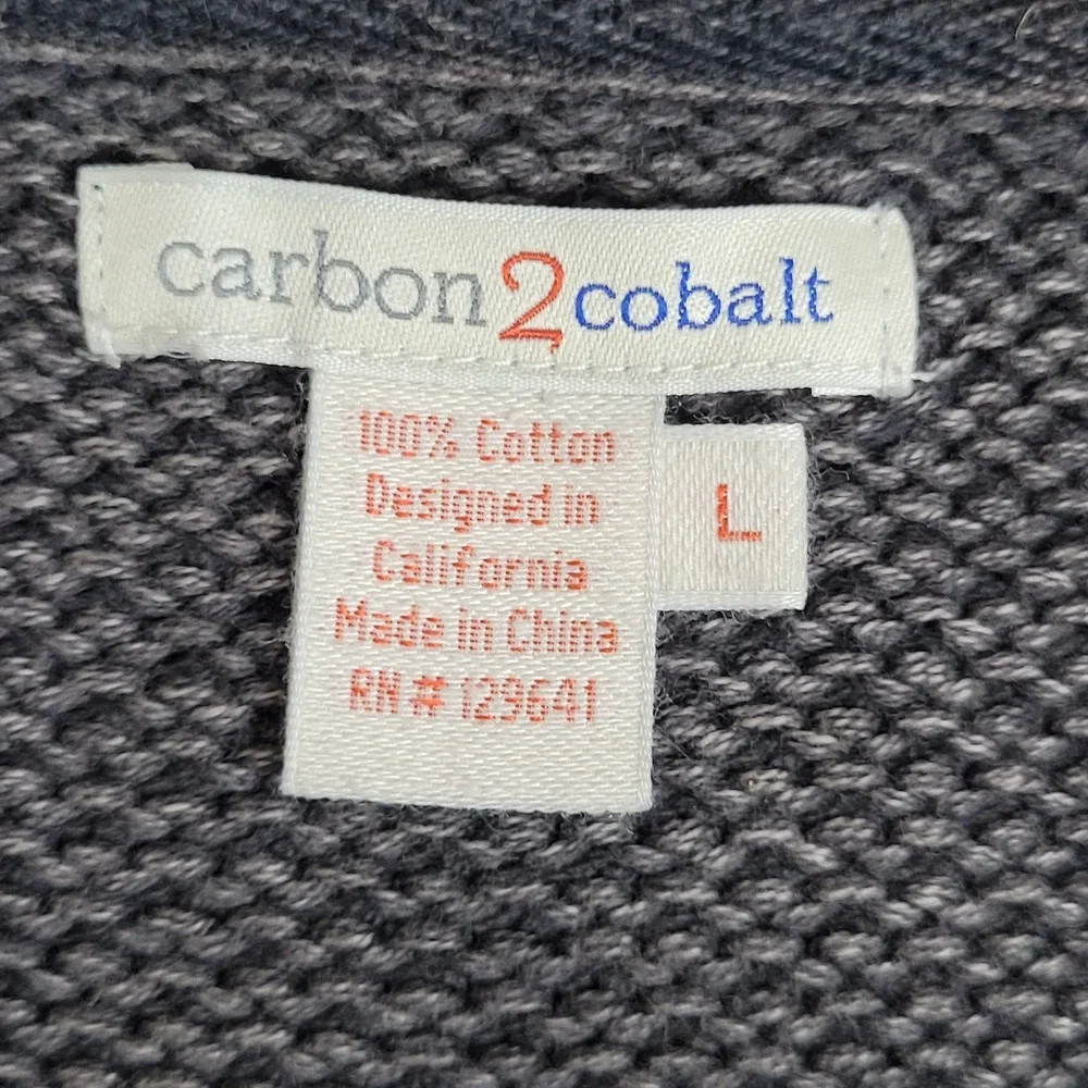 🧥 Carbon 2 Cobalt 1/4 Zip Sweater Men L Gray Hi‑Def Birdseye Heavyweight Preppy